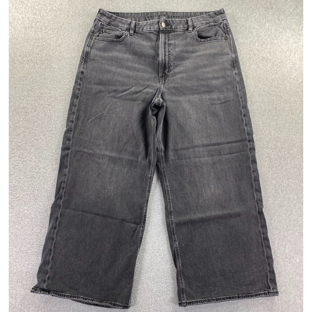 American Eagle Jeans Womens 18 Short Curvy Super High Rise Baggy Wide Leg Grunge